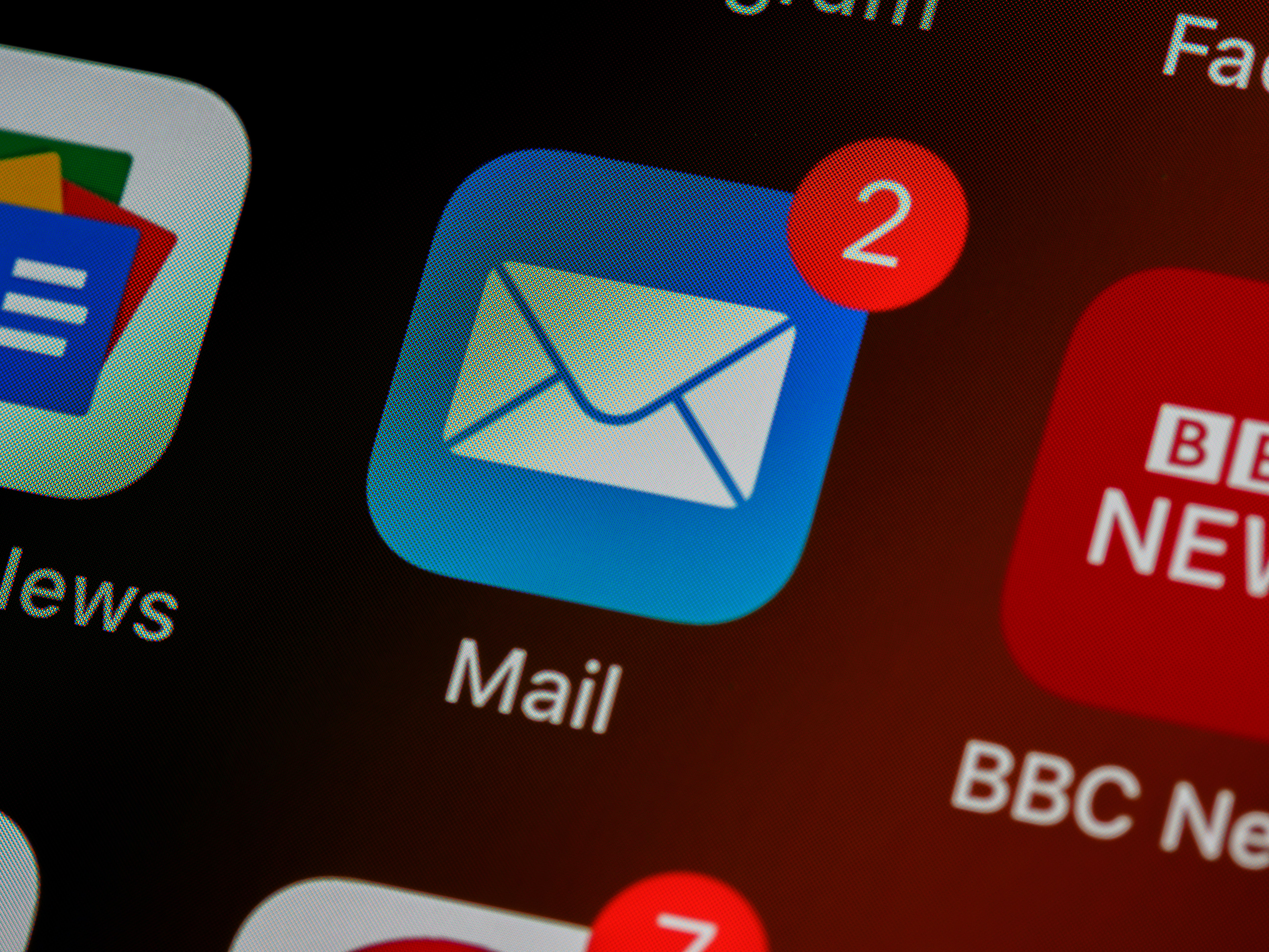 an e-mail icon on a smartphone